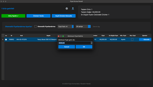 Fiyat Takip ve Fiyat Kırma Botu 10 Abone ile Sınırlı
