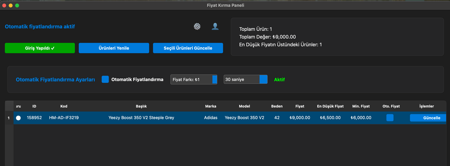 Fiyat Takip ve Fiyat Kırma Botu 10 Abone ile Sınırlı