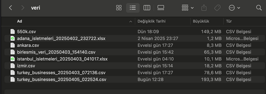 2M+ TR Google Maps İşletme Verisi
